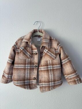 Carter's Beige & Cream Plaid Sherpa-Lined Kids Jacket